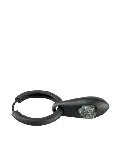 Parts Of Four Oxidised-silver Teardrop Earring In Black