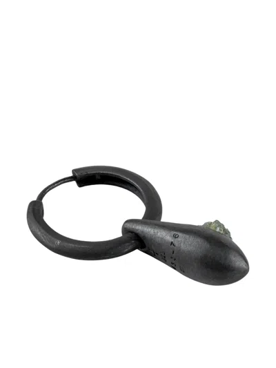 Parts Of Four Oxidised-silver Teardrop Earring In Black