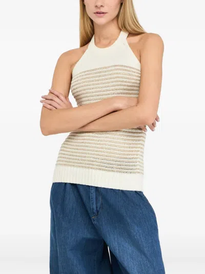 Liu •jo Striped Lurex® Top In White