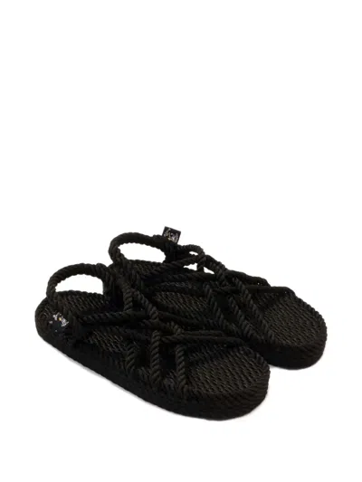 Nomadic State Of Mind Rope-woven Flat Sandals In Black