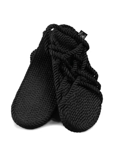 Nomadic State Of Mind Rope-woven Flat Sandals In Black