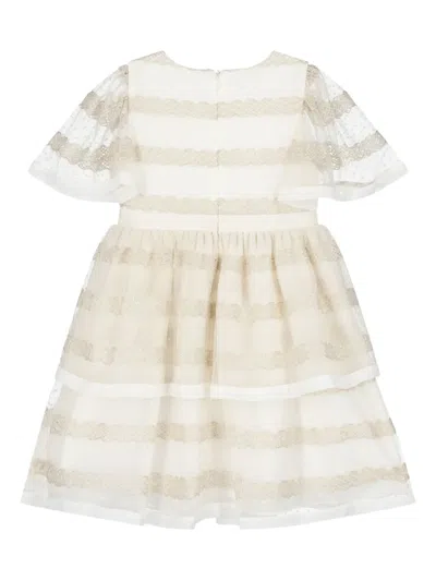 Patachou Lace-embroidered Flared Dress In Neutral