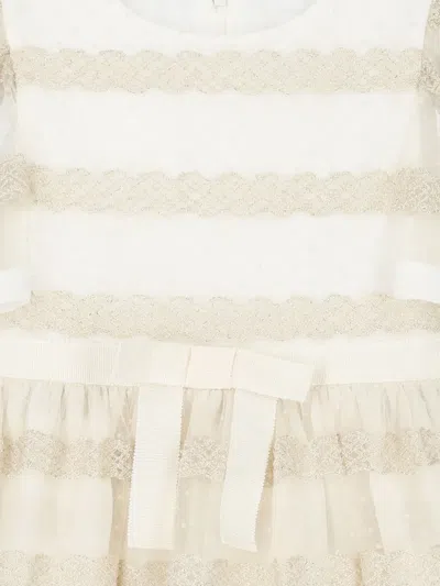 Patachou Lace-embroidered Flared Dress In Neutral
