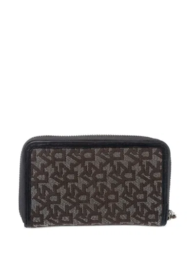 Pre-owned Dkny Vintage Monogram-canvas Zip Wallet