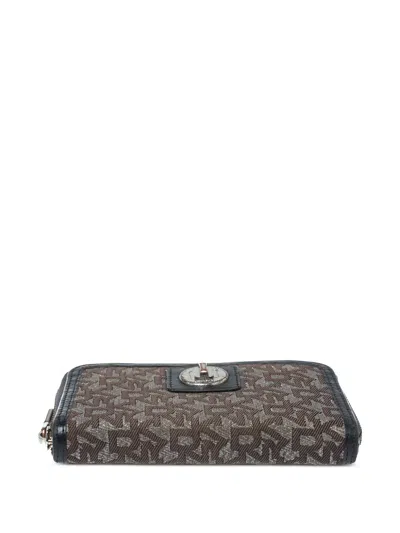 Pre-owned Dkny Vintage Monogram-canvas Zip Wallet