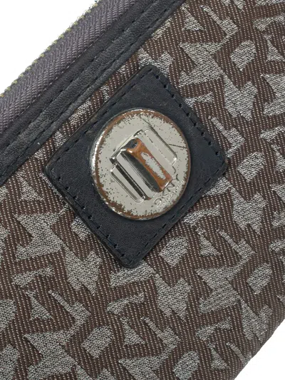 Pre-owned Dkny Vintage Monogram-canvas Zip Wallet