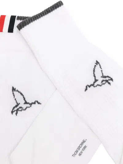 Thom Browne Logo-tag Socks In White