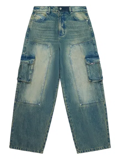 Rta Wide Leg Cargo Jeans In Blue