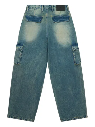 Rta Wide Leg Cargo Jeans In Blue