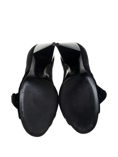 Pre-owned Lanvin 105mm Velvet Bow-detailing Pumps In Black