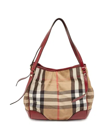 Pre-owned Burberry Check-pattern Tote Bag In Neutral