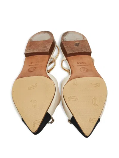 Pre-owned Chanel Bow-detail Slingback Flats In Neutral