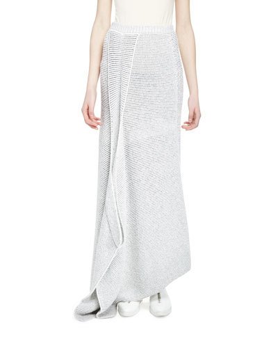 Stella Mccartney Fluid Speckle Knit Maxi Skirt Light Gray In