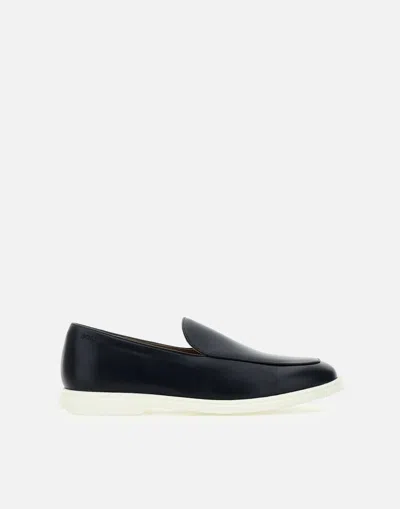Hugo Boss Boss Sienne Midnight Blue Leather Loafer In Black