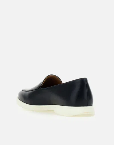 Hugo Boss Boss Sienne Midnight Blue Leather Loafer In Black