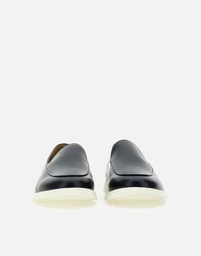 Hugo Boss Boss Sienne Midnight Blue Leather Loafer In Black