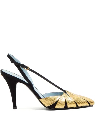 Valentino Foliefoliage 90 Suede Slingback Pumps In Black