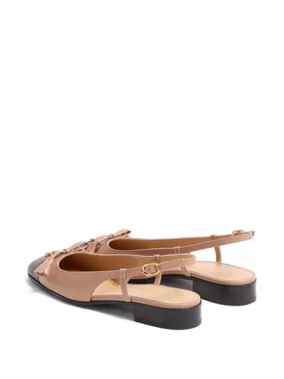 Valentino Logo-embellished Tasseled Leather Slingback Ballet Flats In Pink