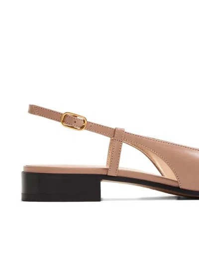 Valentino Logo-embellished Tasseled Leather Slingback Ballet Flats In Pink