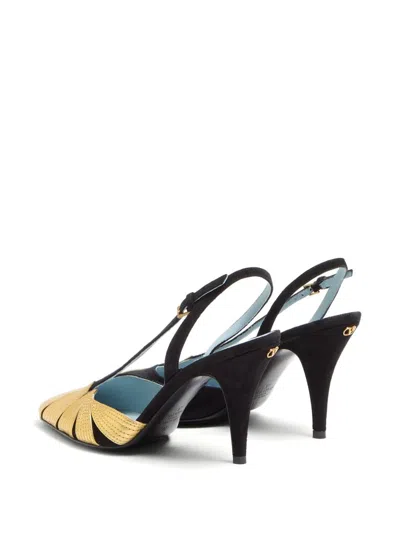 Valentino Foliefoliage 90 Suede Slingback Pumps In Black