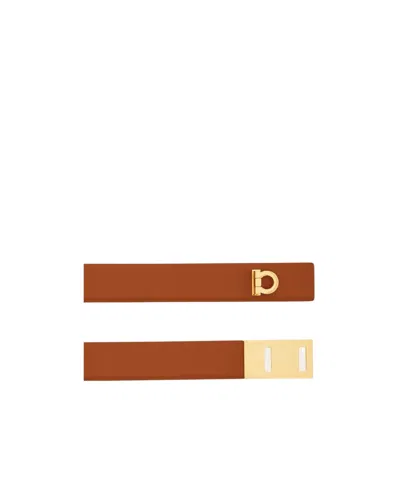 Ferragamo Fixed Gancini Brown Belt In Brown