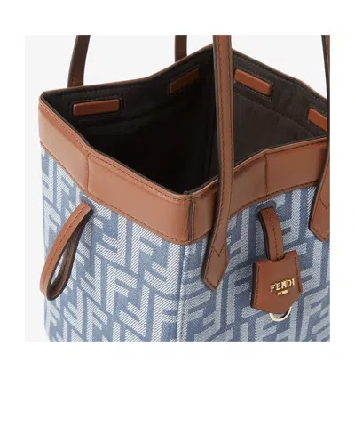 Fendi Blue Denim-effect Ff Jacquard Transformable Mini-bag