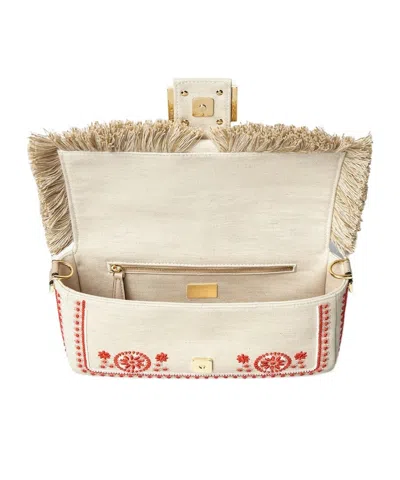 Fendi Canvas Bag With Coral Bandana Embroidery