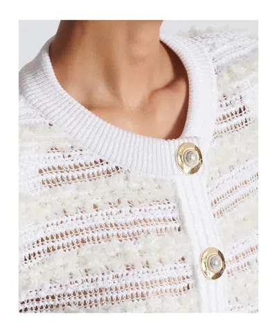 Balmain Long-sleeved Tweed-effect Knit Cardigan In Multi