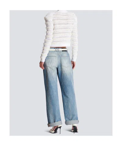 Balmain Long-sleeved Tweed-effect Knit Cardigan In Multi