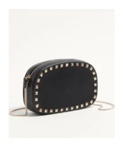 Valentino Garavani Valentino Rockstud Mini Grainy Leather Crossbody In Black