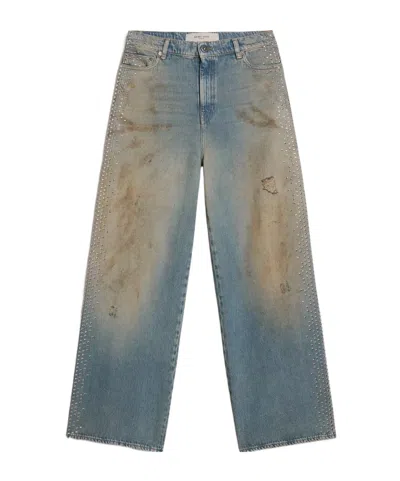 Golden Goose Denim Trousers With Belt Loops In Blue