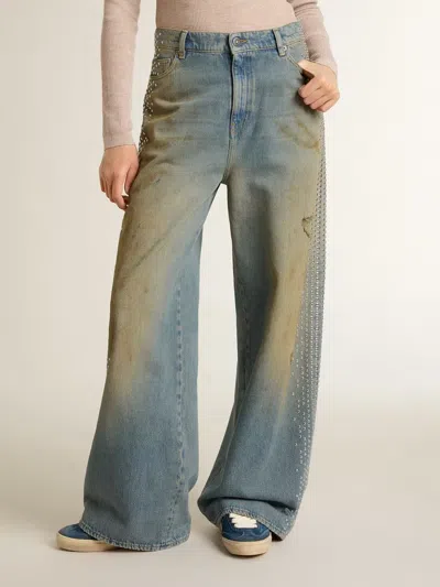 Golden Goose Denim Trousers With Belt Loops In Blue