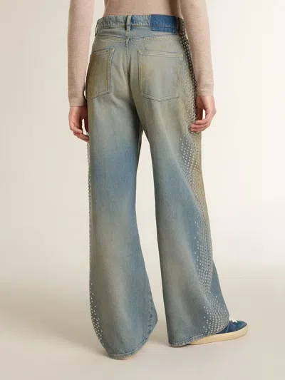 Golden Goose Denim Trousers With Belt Loops In Blue