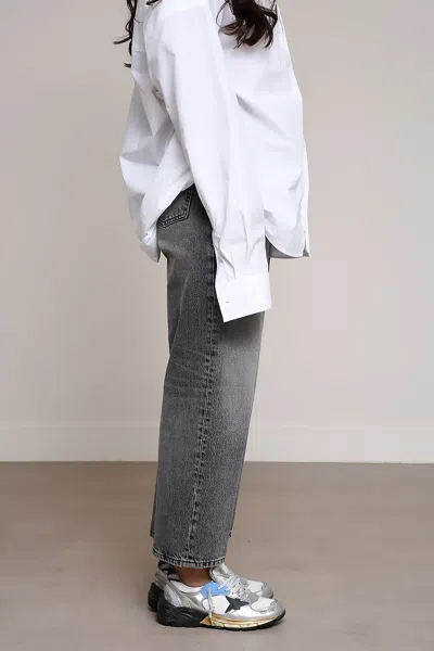 Haikure 'korea' Grey Jeans With Faded Effect And Logo Patch On The Back In Gray