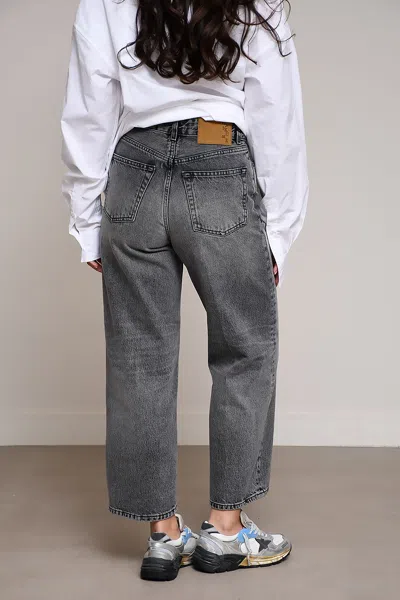 Haikure 'korea' Grey Jeans With Faded Effect And Logo Patch On The Back In Gray