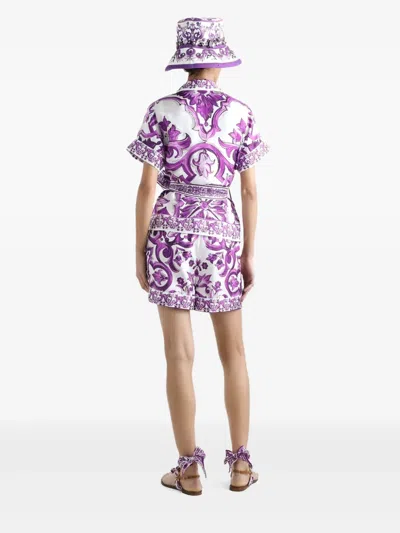 Dolce & Gabbana Silk Shorts In Purple