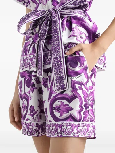 Dolce & Gabbana Silk Shorts In Purple