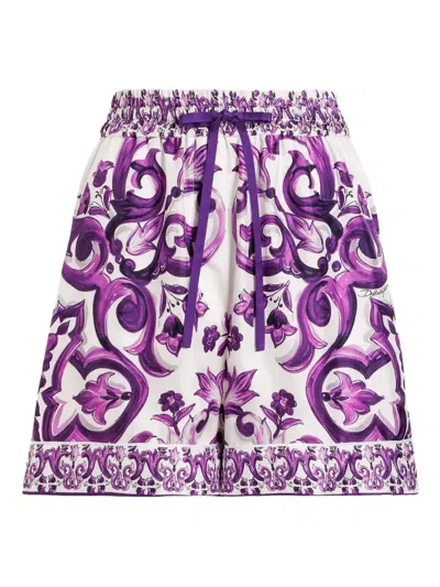 Dolce & Gabbana Silk Shorts In Purple