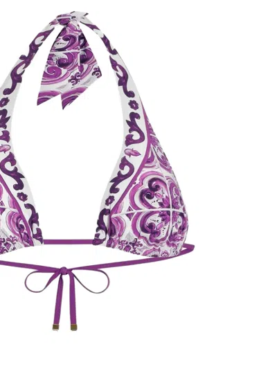 Dolce & Gabbana Maiolica-print Bikini Set In Purple