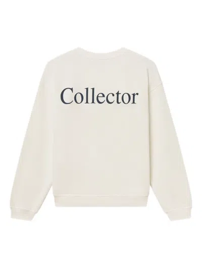 Frame Crew Neck Long Sleeve Sweatshirt In White