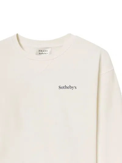 Frame Crew Neck Long Sleeve Sweatshirt In White