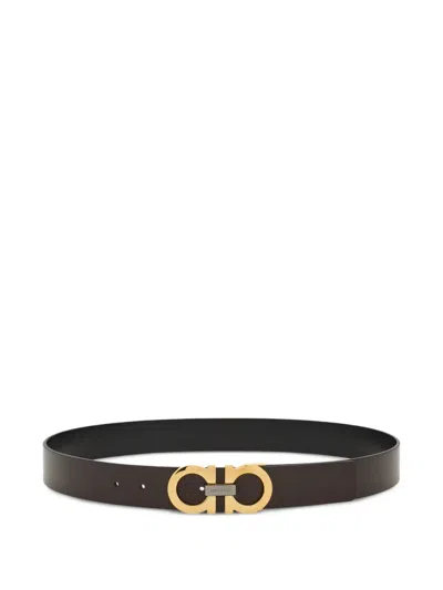 Ferragamo Gancini Leather Belt In Brown