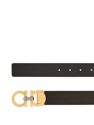 Ferragamo Gancini Leather Belt In Brown