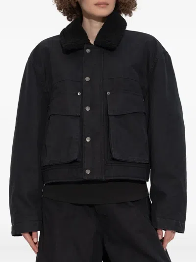 Dsquared2 Flap-pocket Sherpa-collar Jacket In Black