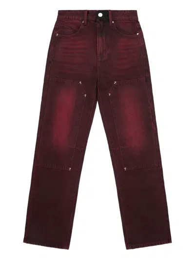 Rta Washed Jeans In Burgundy