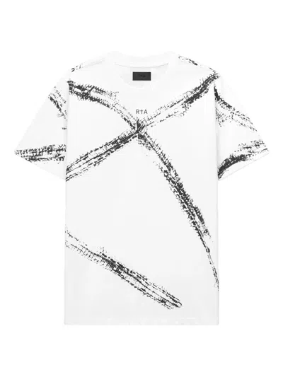 Rta Snake Print Slim Fit Graphic Logo Tee In White
