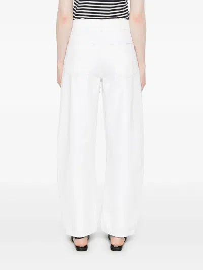 Frame Straight Jeans With Rhinestones And Pearls In White