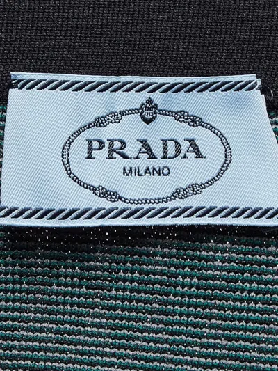 Pre-owned Prada Chevron-knit Skirt In Green