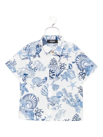 Versace Coral Theatre Shirt In Blue