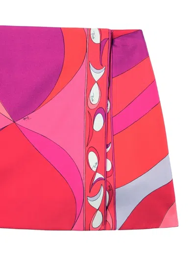 Pucci Pesci Print Silk Twill Mini Skirt In Multi